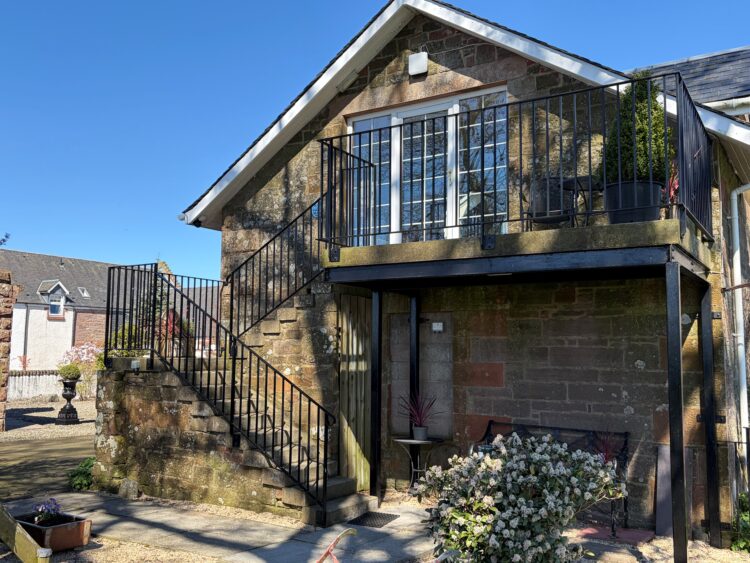 Stair way to Bothy Apartment.  Loaninghead.